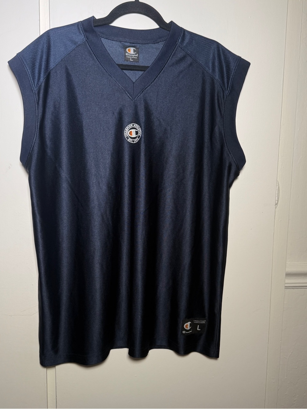 Champion Navy Blue Sleeveless Athletic Jersey Mens Large